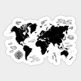 world map sea life Sticker